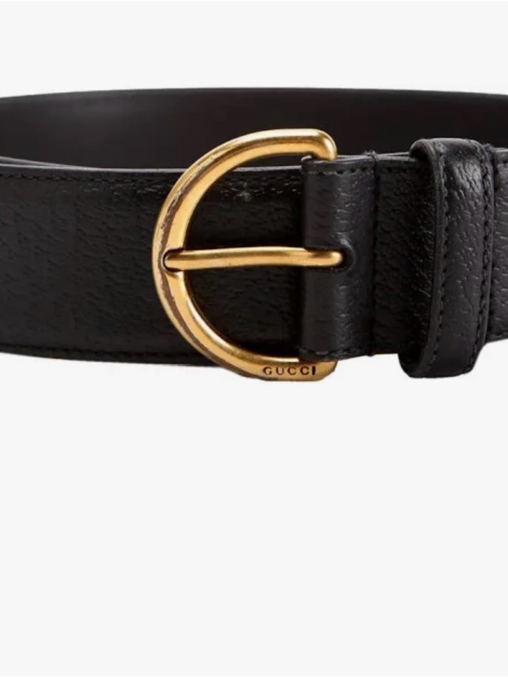 Gucci Black Leather Strap with Gold-Tone Branded Hardware unisex